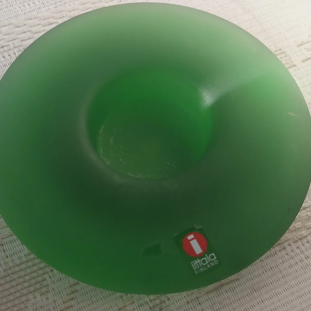 2 Pc Iittala Finland Nappi Tealight Votive candle Holders Green Blue Markku Salo